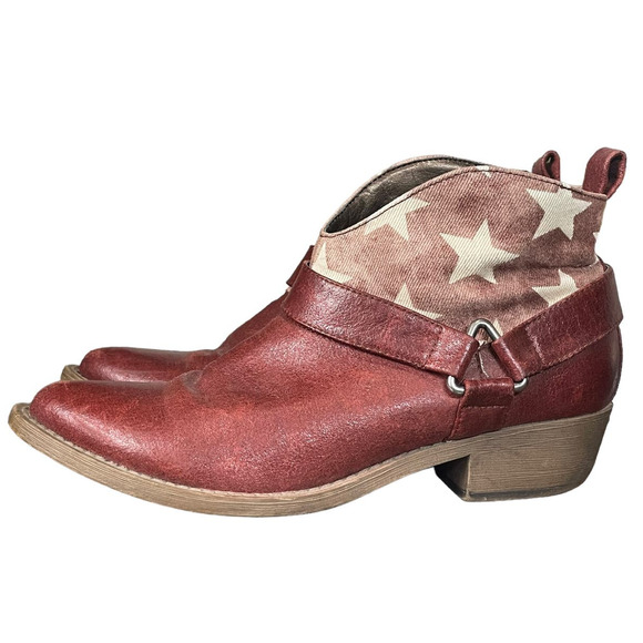 Coconuts by Matisse Womens King Ankle Boots Red Stars Size 6.5‎ Country Festival - Picture 1 of 10